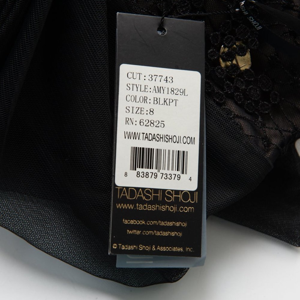 La Femme Cocktail Dress Jewels Mini Rhinestones Sleeveless Empire Waist Black 2 - Picture 4 of 5